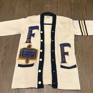 Cream Vintage 1950’s Foreman HS Chicago, IL Varsity Letterman Cardigan